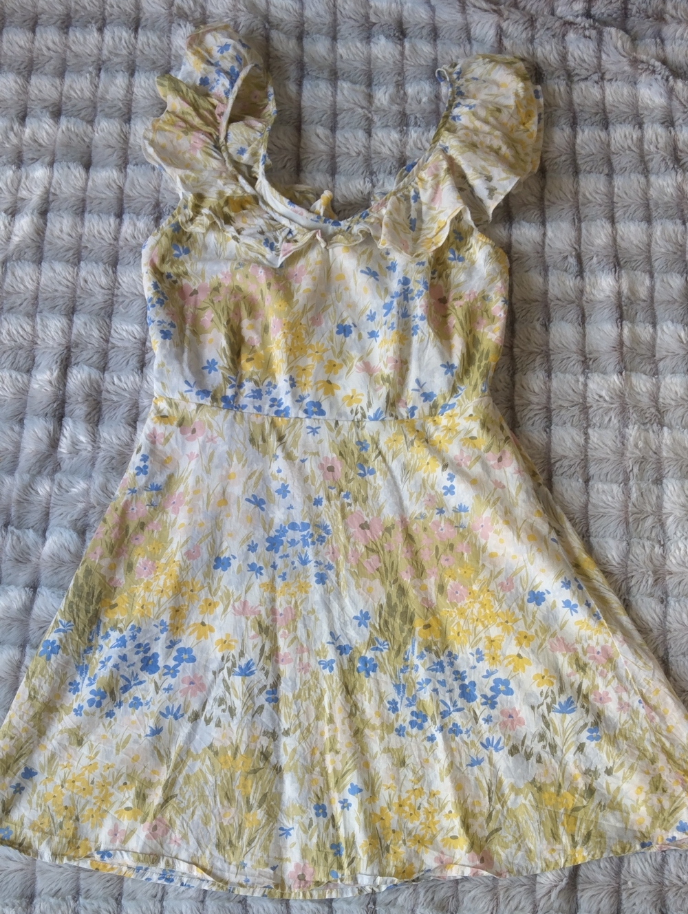Girls' Floral Ruffle Dress - Yellow & Blue